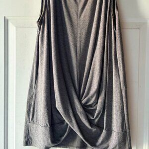 Heather Grey Twist-Front Sleeveless Tunic Top
